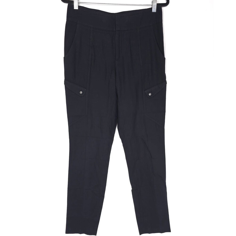 HELMUT LANG Cargo Pants 6 Black Viscose DRAPED CANVAS Lining Cotton USA MADE